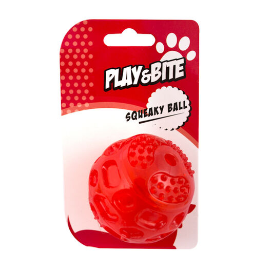 Play&Bite Pelota Roja de plástico con sonido para perros, , large image number null