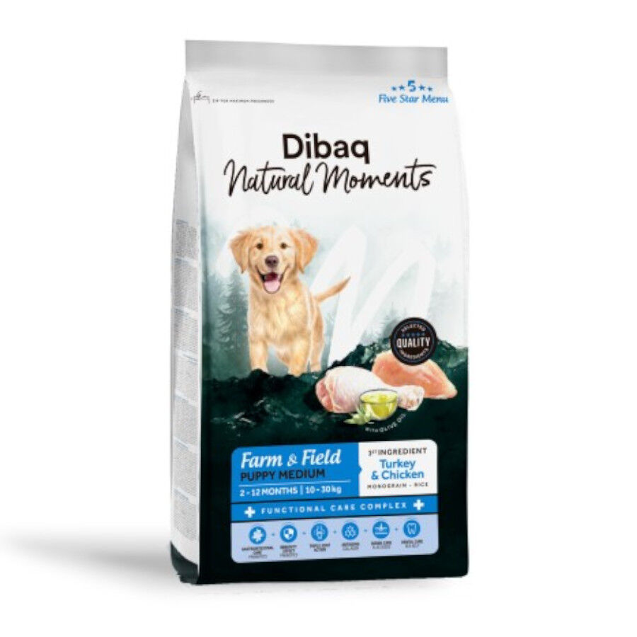 12 kg Dibaq Natural Moments Pienso Medium Pavo y Pollo para cachorro, , large Imagen numero 1