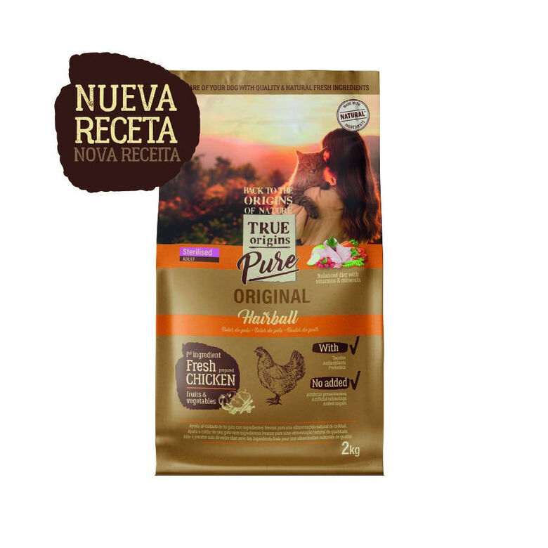 True Origins Pure Adult Sterilised Hairball pienso para gatos thumbnail