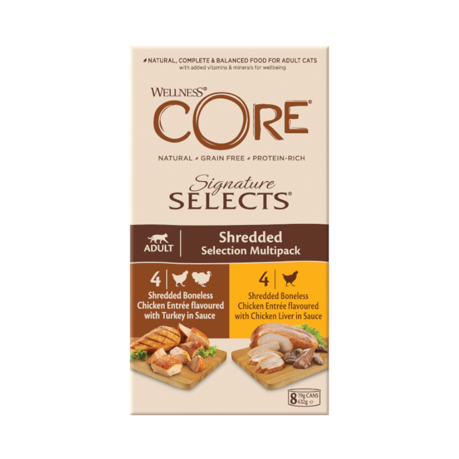 8 latas x 79 g Wellness Core Shredded Selection lata para gatos, , large Imagen numero 2