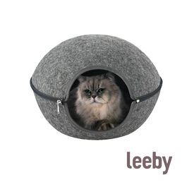 Leeby Cama Cueva Fieltro Gris para gatos