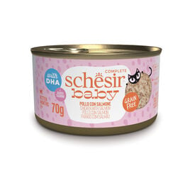 Schesir Lata Pollo y Salm&oacute;n con DHA para gatitos