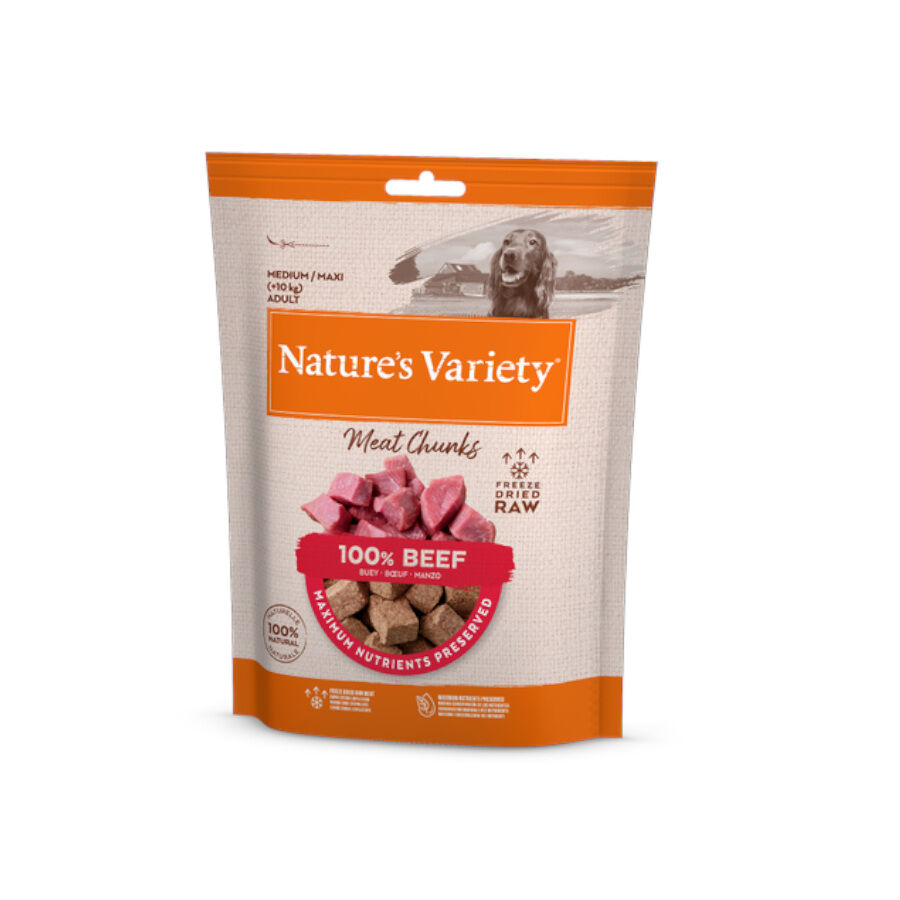 50 g Nature's Variety Meat Chunks Buey liofilizado para perros, , large Imagen numero 1