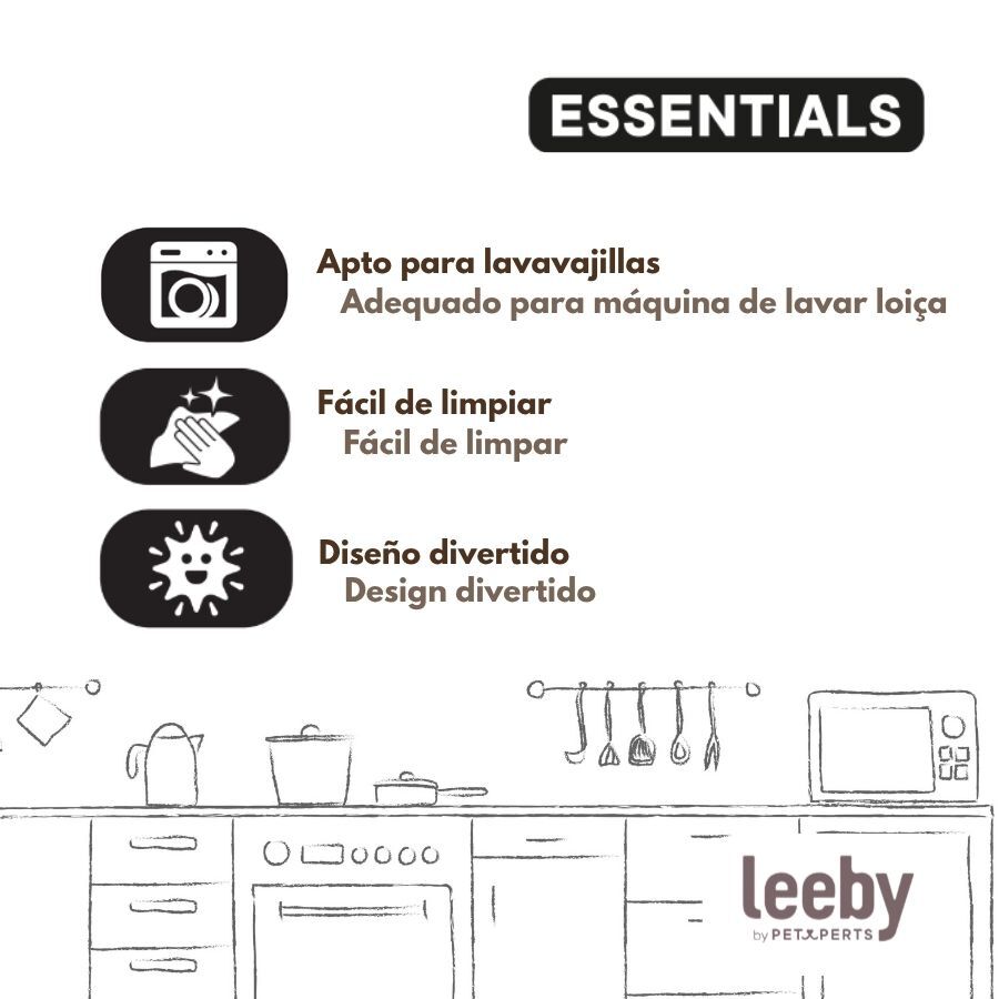 Leeby Comedero de Cer&aacute;mica Blanco y Verde con Orejitas para gatos, , large Imagen numero 5