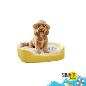 Summer Vibes Cama Refrescante Rayas Amarillo para perros
