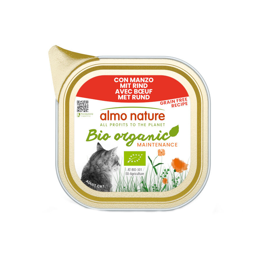 Almo Nature Bio Organic Maintenance Grain Free Ternera tarrina para gatos