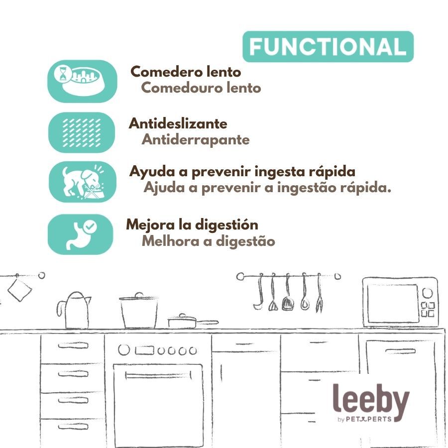 Leeby Comedero Antivoracidad Azul con Relieve de Huella para perros, , large Imagen numero 5