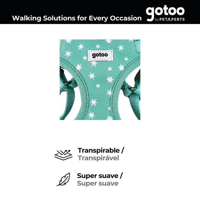 Gotoo Arnés ajustable estampado estrellas verde para cachorros thumbnail