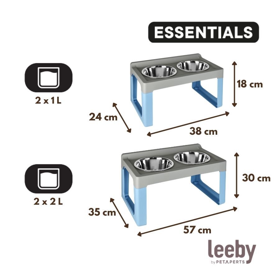 Leeby Comedero Doble de Acero Inoxidable Color Azul para perros, , large Imagen numero 4
