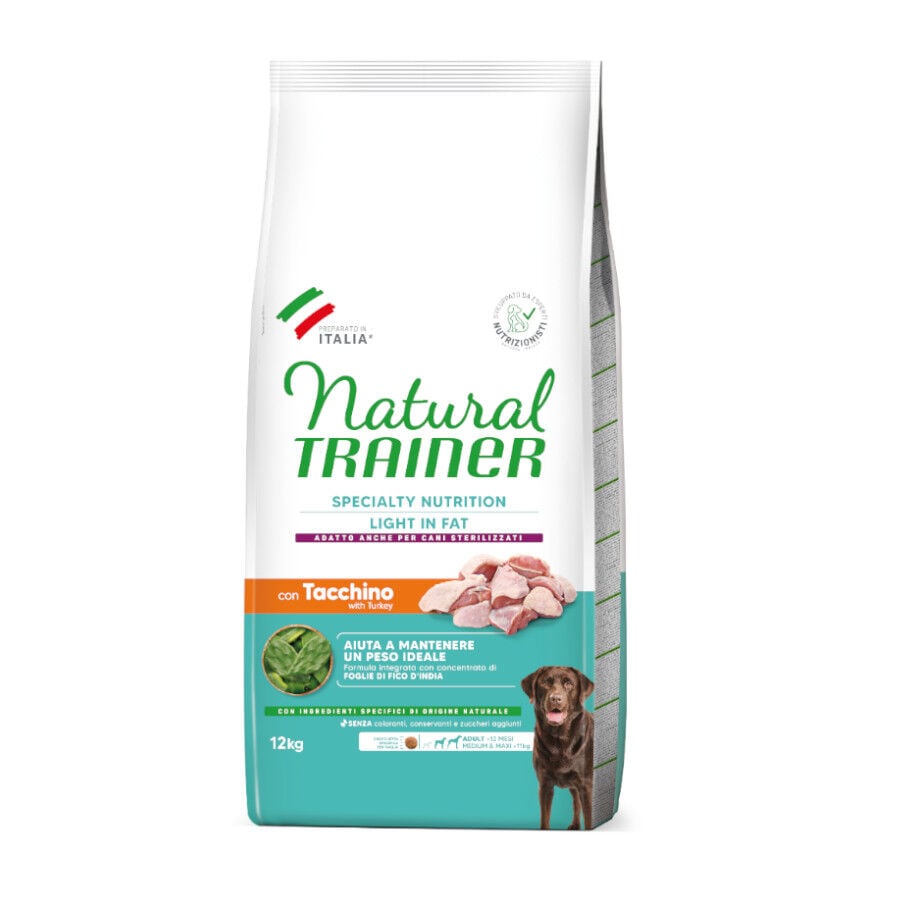 12 kg Natural Trainer Adult Light in Fat Medium&Maxi Pavo pienso para perros, , large Imagen numero 1