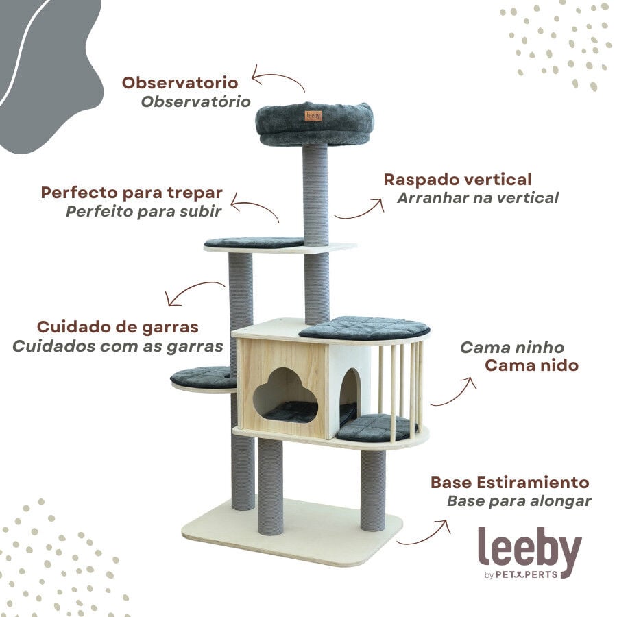 Leeby Cloud Collection torre rascador multiplataforma con cama nido para gatos thumbnail