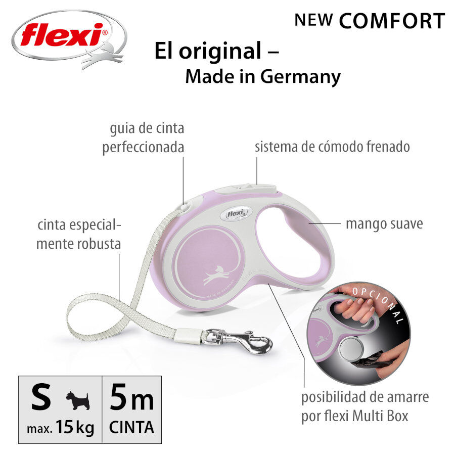 Flexi New Comfort Correa Extensible Rosa para perros thumbnail