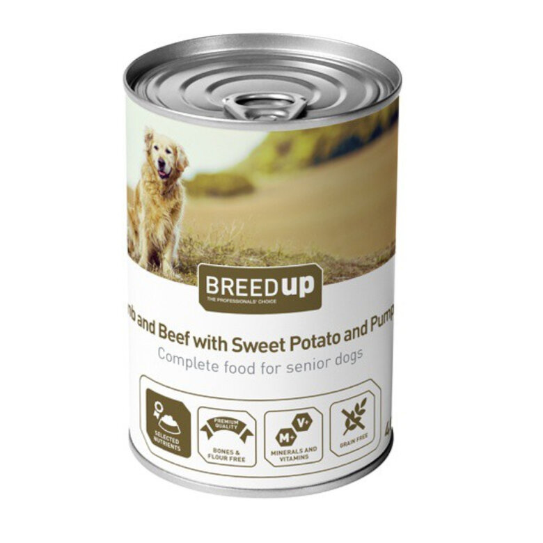 400 g Breed Up Sénior Cordero y Ternera con Batata y Calabaza lata para perros,  Imagen numero 1 400 g Breed Up Sénior Cordero y Ternera con Batata y Calabaza lata para perros, , large Imagen numero 1