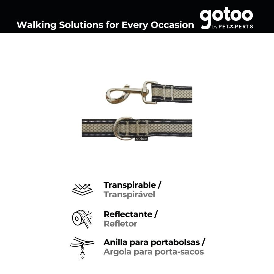 Gotoo Correa reflectante de malla gris para perro, , large Imagen numero 4