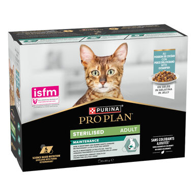 Pro Plan Adult Sterilised Pescado Sobre en Gelatina para gatos - Pack 10