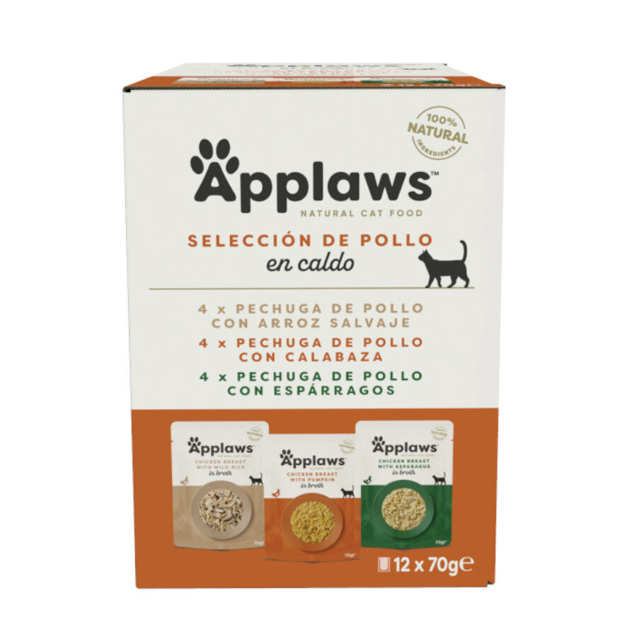 12 sobres x 70 g Applaws Selection Caldo de Pollo sobre para gatos - Multipack, , large Imagen numero 1