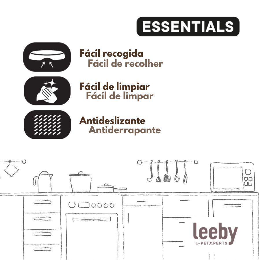 Leeby Comedero Cuadrado Taupe para perros, , large Imagen numero 5