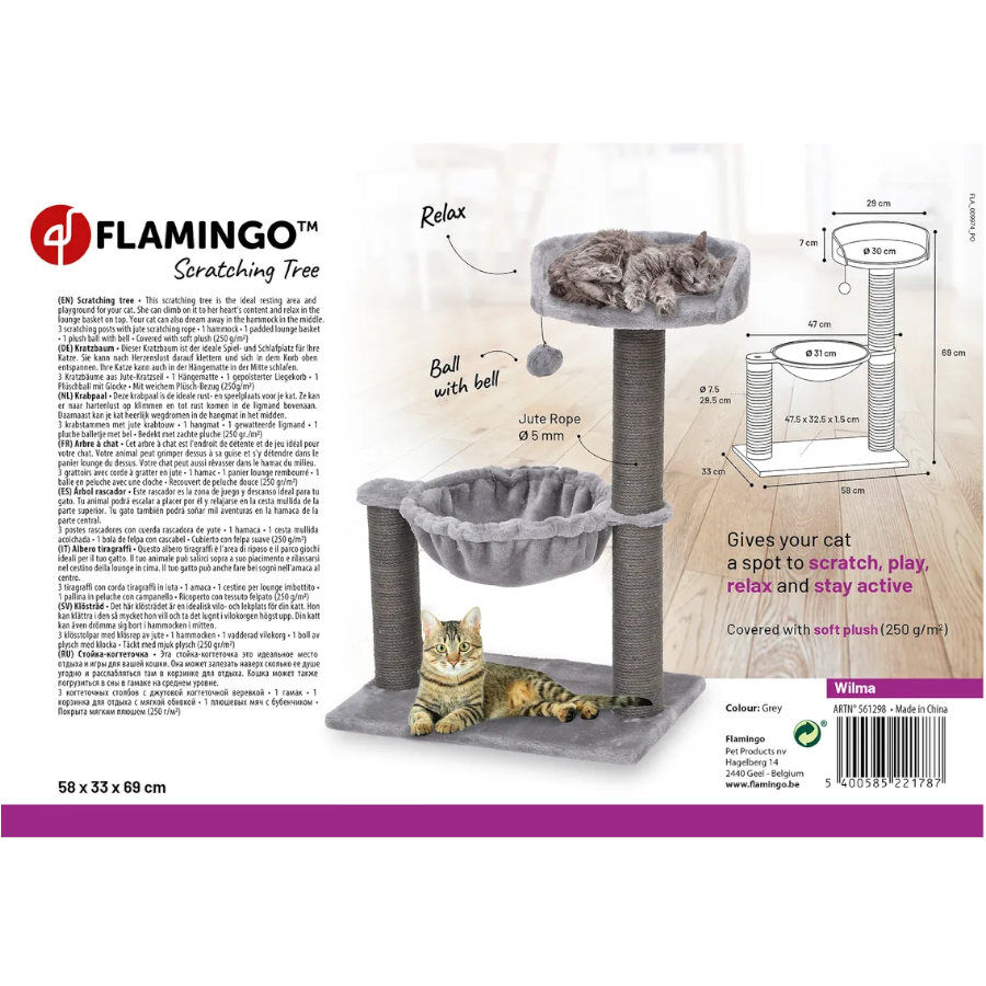 Flamingo Wilma Árbol Rascador Gris para gatos thumbnail