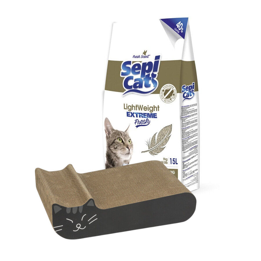 Pack Rascador Catshion Colores Surtidos + 15L Arena Aglomerante Sepicat para gatos