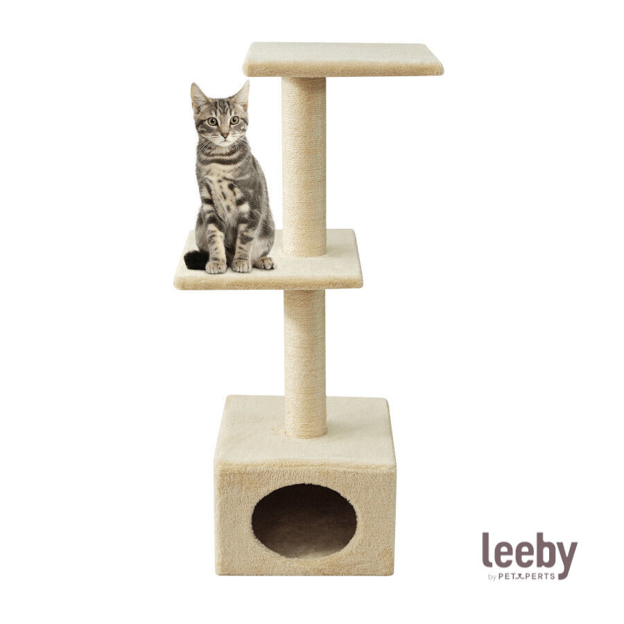 Leeby Colette torre rascador con cama nido beige para gatos thumbnail