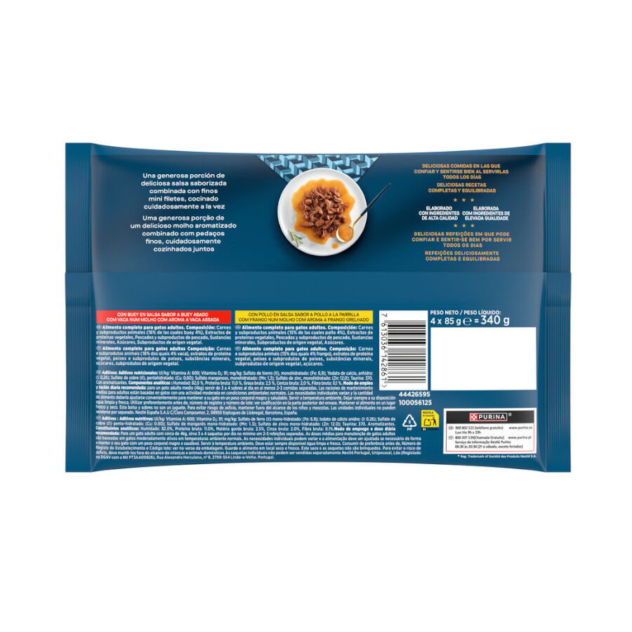 4 sobres x 85 g Gourmet Perle Filetes de Pollo y Buey en salsa sobre para gatos, , large Imagen numero 4