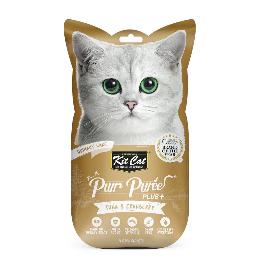 Kit Cat PurPuree Plus Urinary At&uacute;n Snack para gatos, , large Imagen numero 1