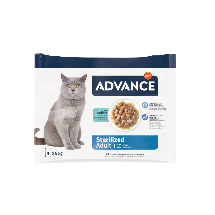 Advance Sterilized Adult Bacalao sobres para gatos