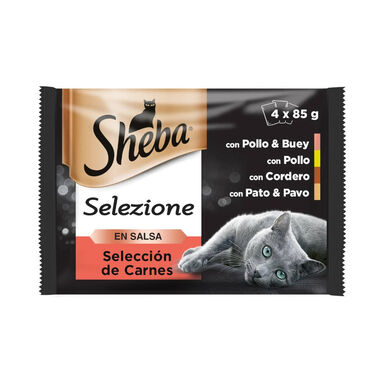 Sheba Selezione carnes sobres para gatos – Pack 4
