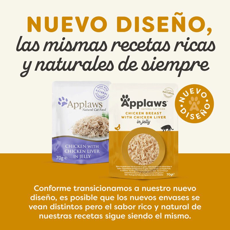 70 g Applaws Pollo y H&iacute;gado en gelatina sobre para gatos, , large Imagen numero 2
