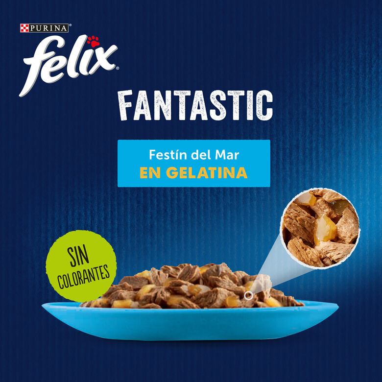 Felix Fantastic Festín del Mar sobres en gelatina para gatos thumbnail