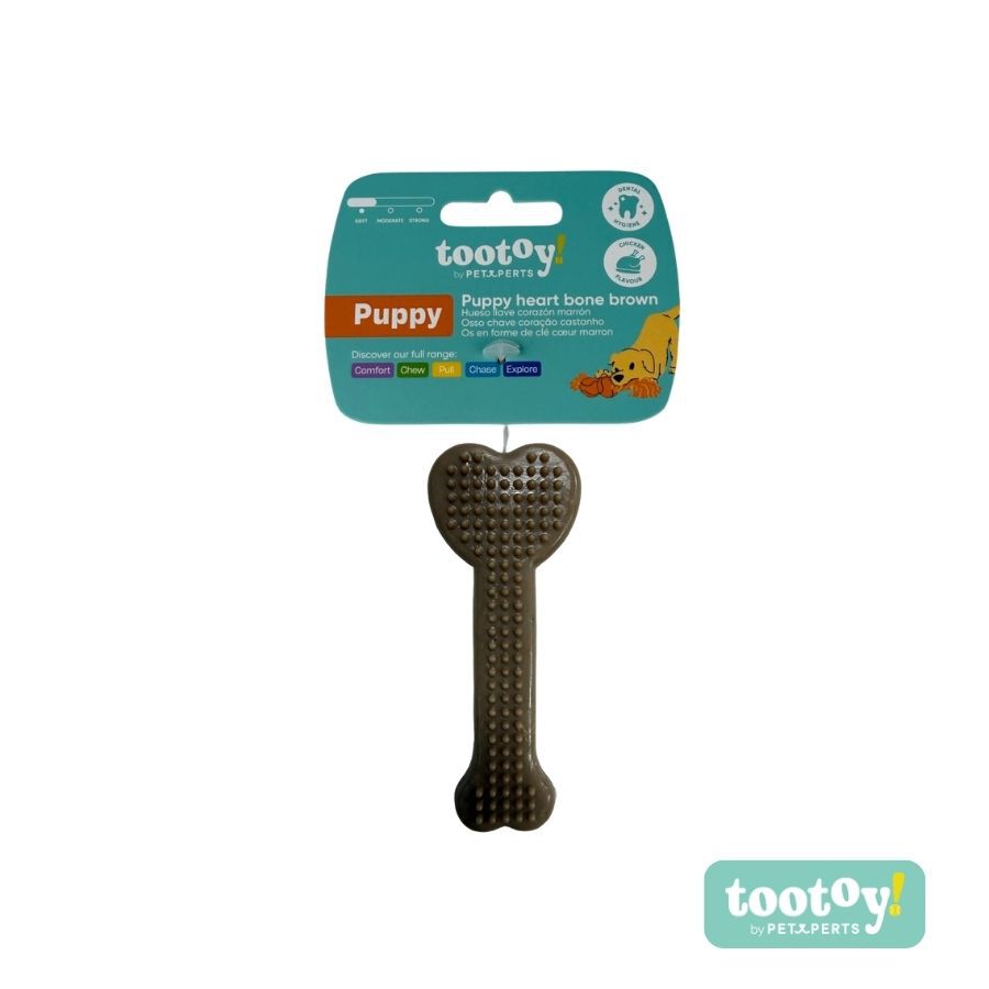 Tootoy! Puppy Hueso Llave Coraz&oacute;n Marr&oacute;n Juguete para perros, , large Imagen numero 6