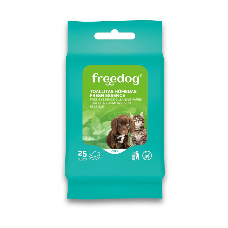 Freedog Fresh Essence Toallitas Húmedas con Aloe Vera para perros y gatos, , large image number null