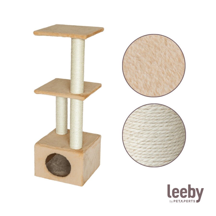 Leeby Colette DoubPost torre rascador con cama nido beige para gatos thumbnail