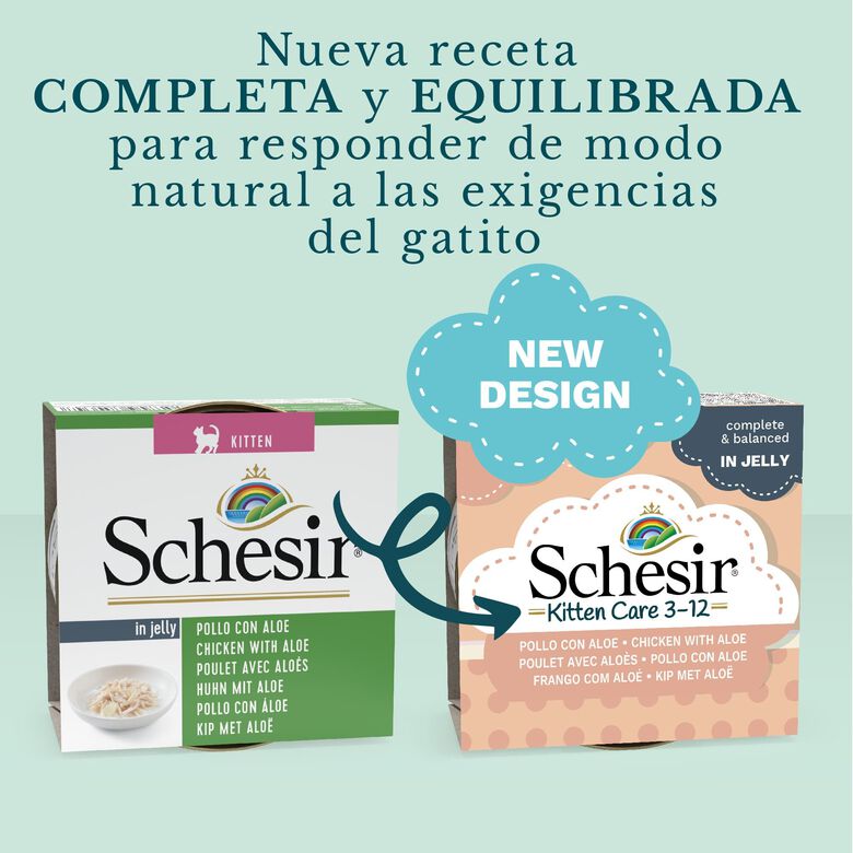 Schesir Kitten pollo con aloe latas para gatitos thumbnail