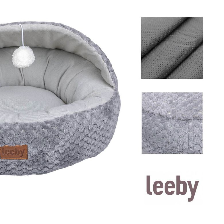 Leeby Cuna Gris y Blanco con Juguete para gatos thumbnail