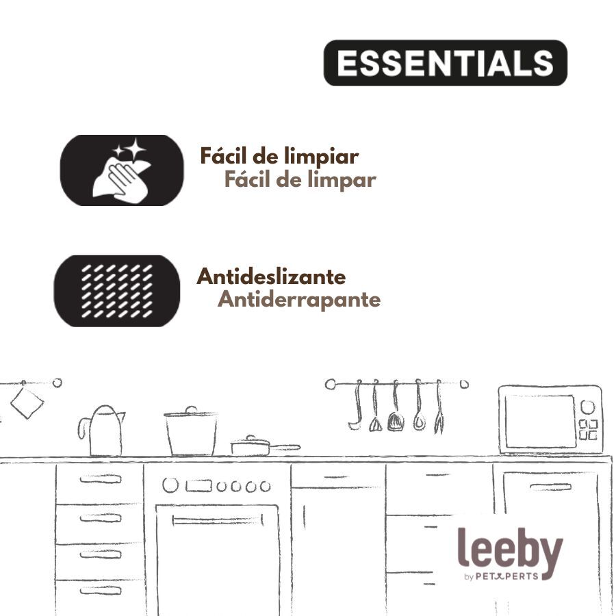 Leeby Comedero Acero Inoxidable Antideslizante Marr&oacute;n para gatos, , large Imagen numero 5