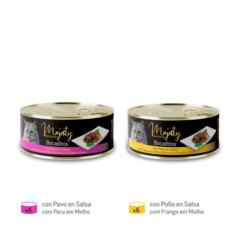 Majesty Adult Slide Mix Bocaditos en salsa lata para gatos – Pack thumbnail