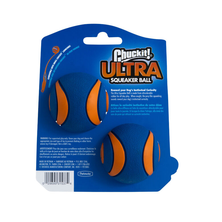 Chuckit! Ultra Squeaker Pelota con Sonido y Rebote para perros – Pack 2 thumbnail