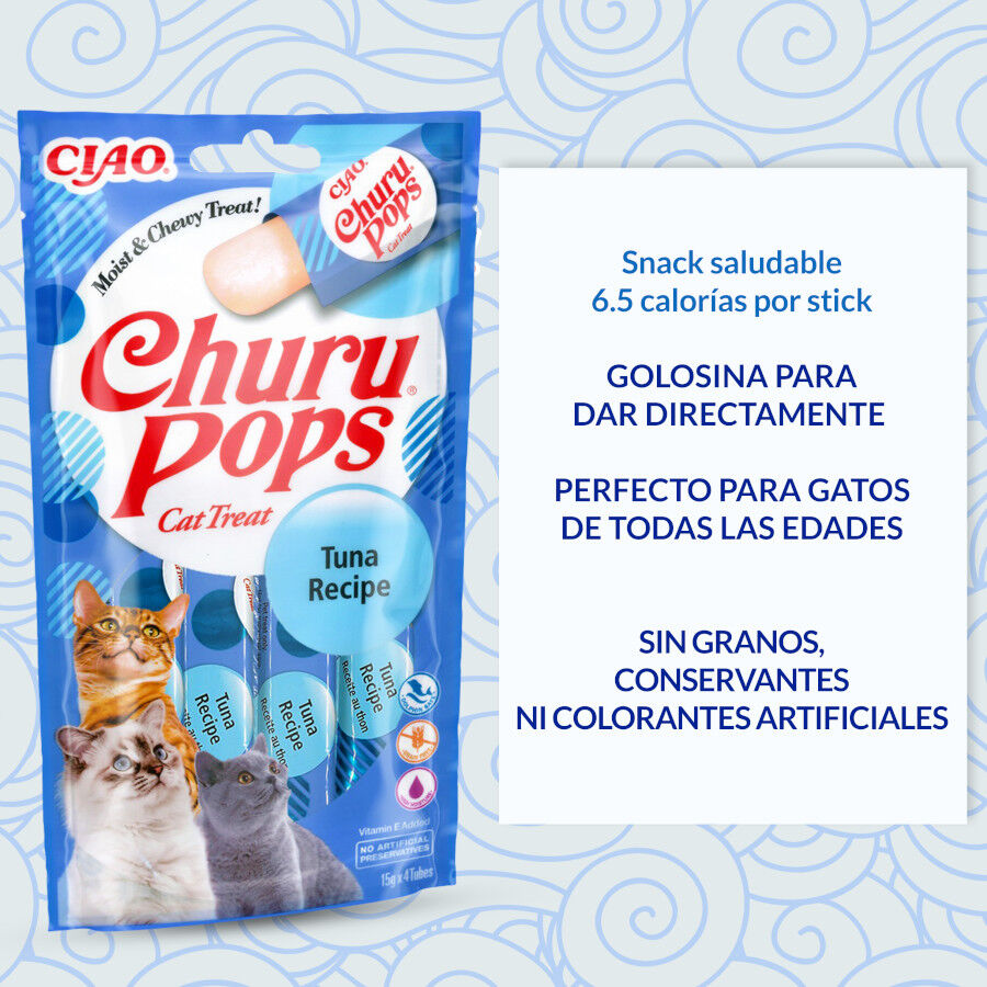 4 sobres x 15 g Churu Palitos Pops Receta de At&uacute;n para gatos, , large Imagen numero 4