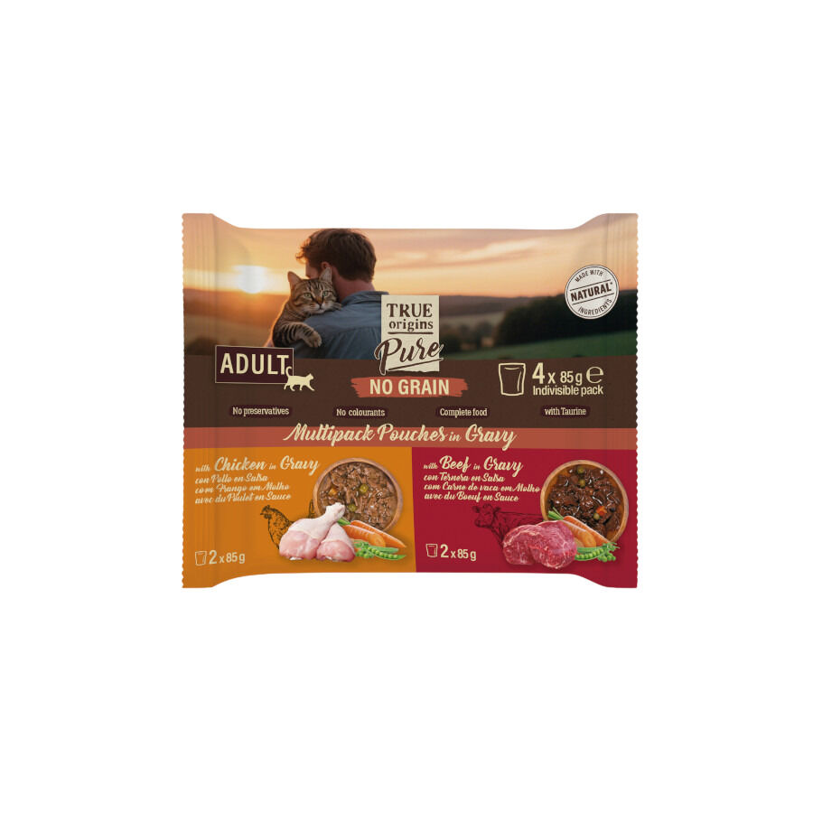 4 sobres x 85 g True Origins Pure Carne en Salsa Sobres para gatos - Multipack, , large Imagen numero 1