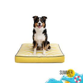 Summer Vibes Cama Coj&iacute;n Amarillo y Blanco para perros