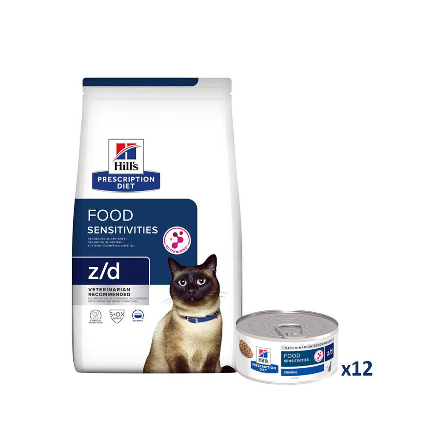 6 kg + 12 latas x 156 g Hill's Prescription Diet Food Sensitives pack para gatos, , large Imagen numero 1