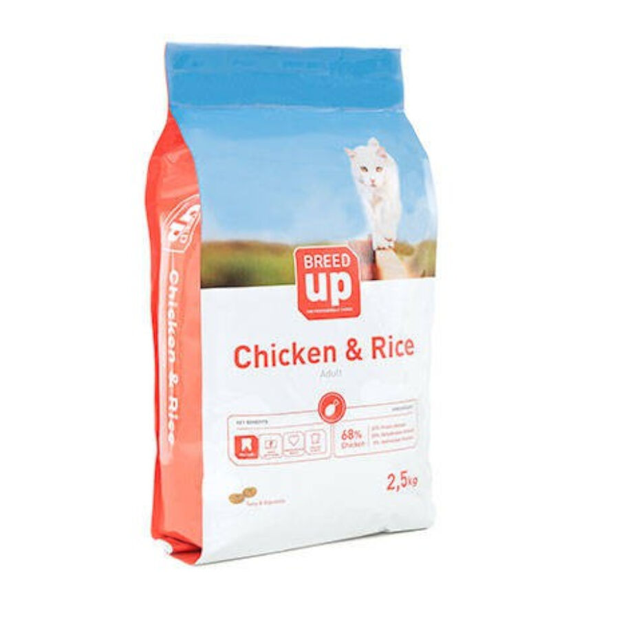 2.5 kg Breed Up Adult Pollo y Arroz pienso para gatos, , large Imagen numero 1