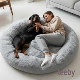 Leeby Cama Donut Anti Estr&eacute;s XXL Gris para personas y perros