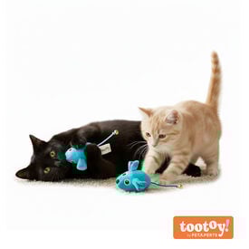 Tootoy! Pack de 2 Ratones con Catnip y Cascabel Azules para gatos