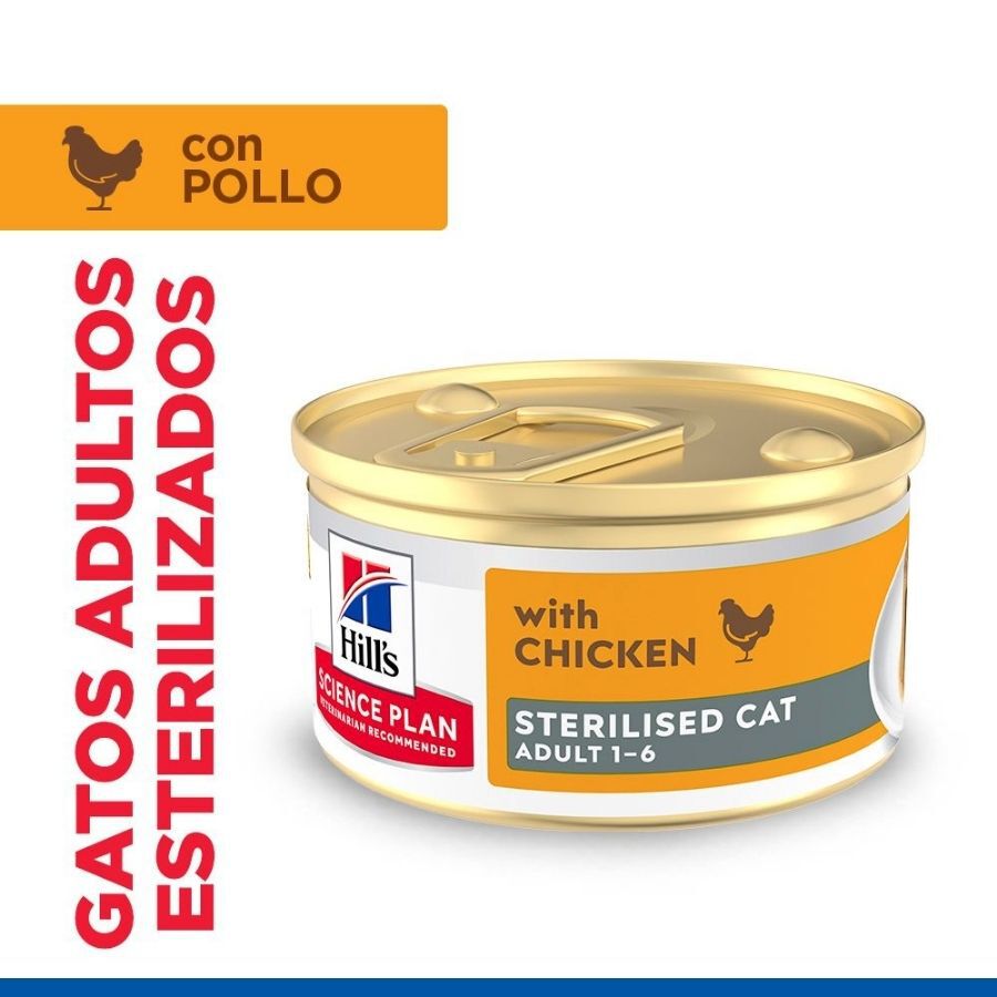 85 g Hill's Science Plan Adult Sterilised Mousse de pollo lata para gatos, , large Imagen numero 1