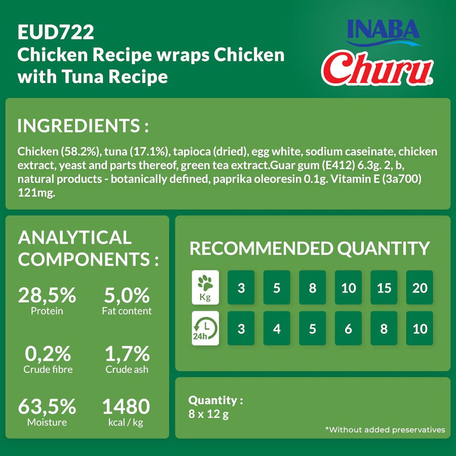 8 sobres x 12 g Churu Bocaditos Bites de Pollo con At&uacute;n para perros, , large Imagen numero 7