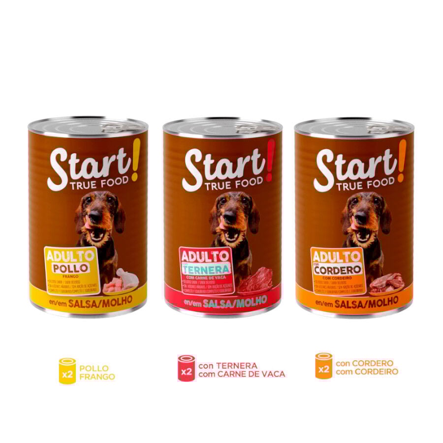 Start! Adult Pollo, Ternera y Cordero en Salsa lata para perros – Multipack thumbnail