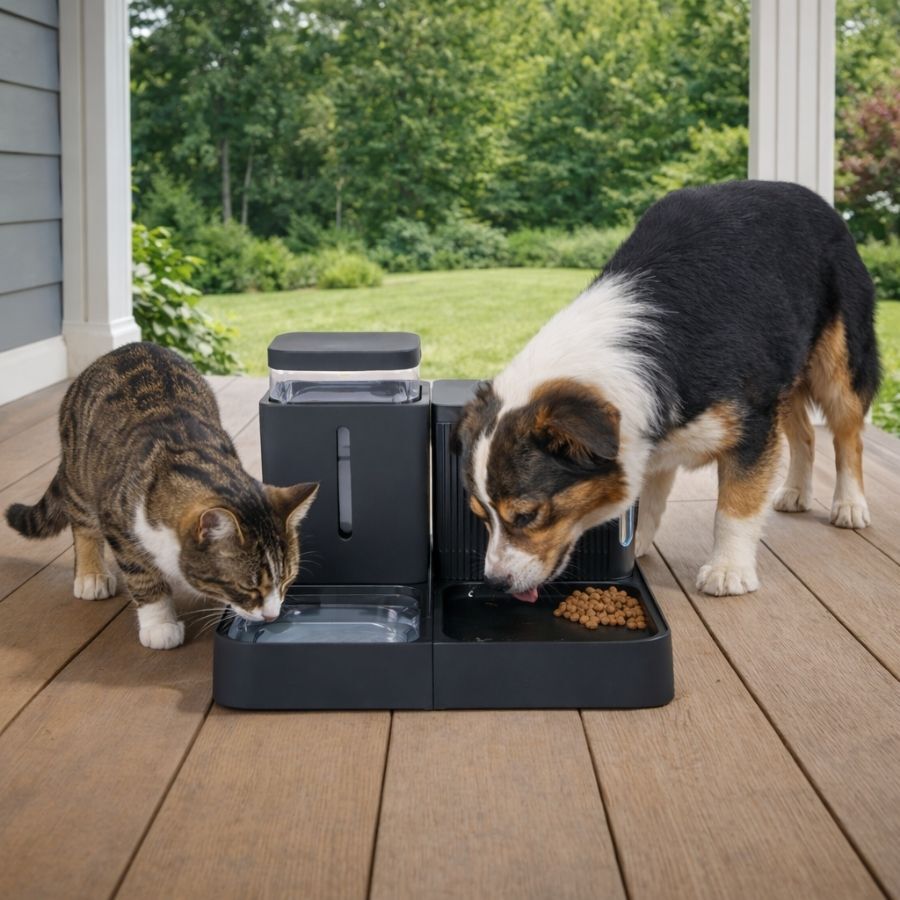 Leeby Comedero Autom&aacute;tico y Dispensador de Agua 2 en 1 para perros y gatos, , large Imagen numero 1