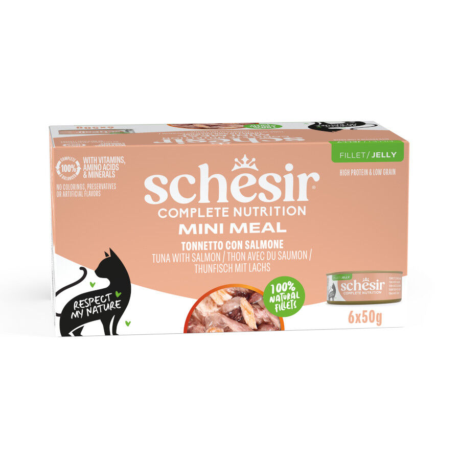 6 uds. x 50 g Schesir Mini Meal At&uacute;n con Salm&oacute;n para gatos - Multipack, , large Imagen numero 1